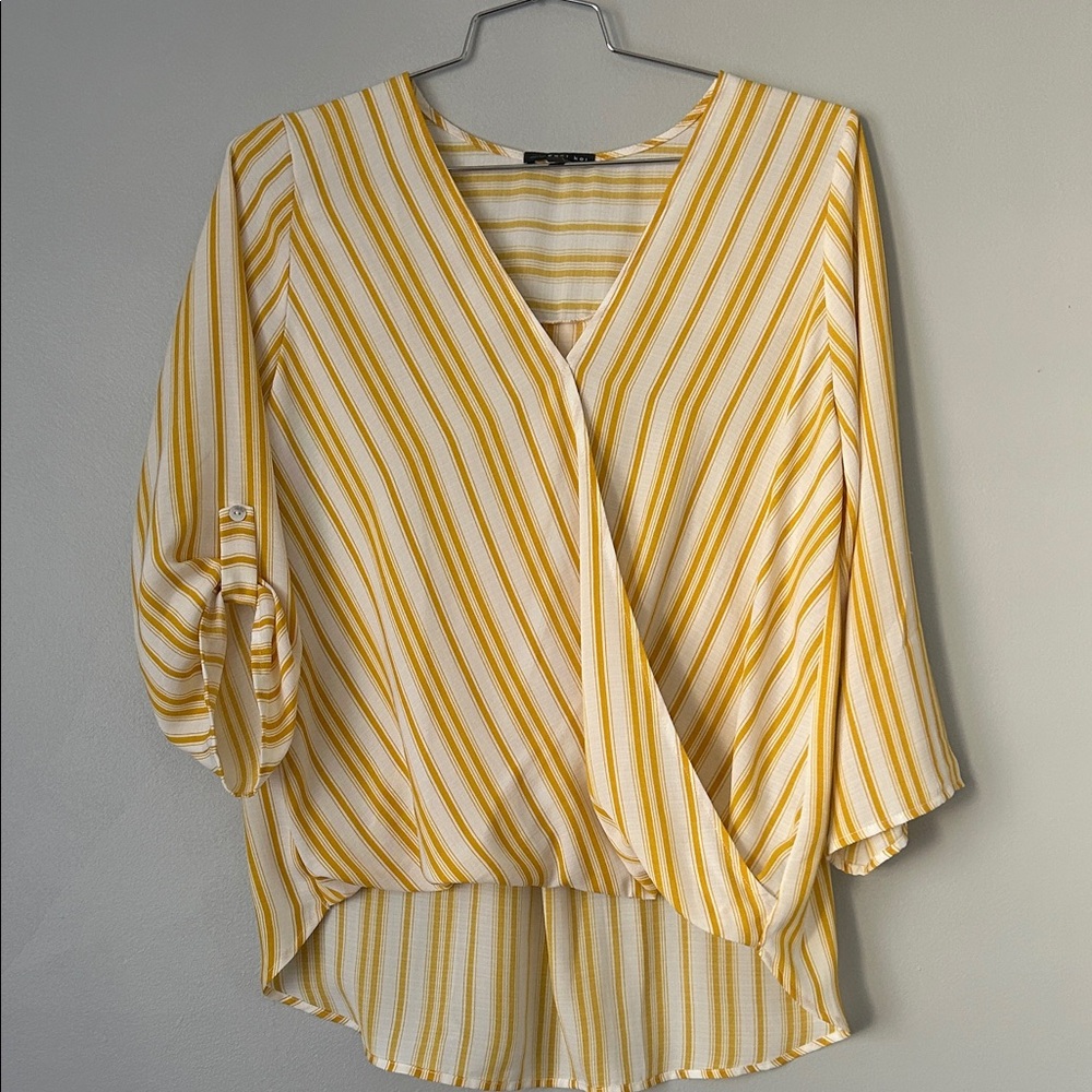 Yellow and White Striped Blouse